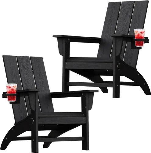 Vista 21 de Silla Adirondack moderna, sillas de patio de plástico HDPE para todo tipo de clima, silla para hoguera, sillas de césped al aire libre para terraza