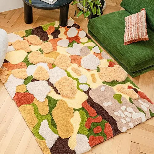 Vista 11 de Alfombra de musgo 3D estéreo, alfombra floral, bonita alfombra de baño verde, antideslizante, suave, lanuda y absorbente, alfombra de baño
