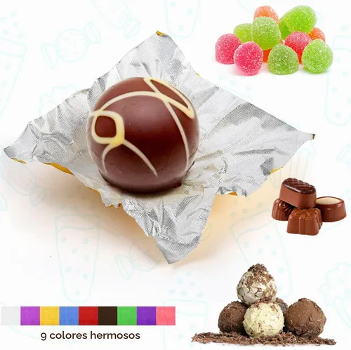 Vista 5 de ZEAYEA 900 envoltorios de papel de aluminio de caramelo de chocolate, 9 colores de papel de aluminio de azúcar, papel de embalaje cuadrado