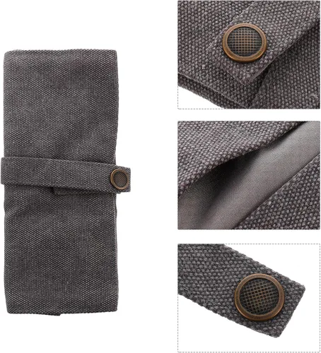 Vista 7 de Watch Band Storage Bag and Watch Organizer Pouch, Gray Nylon Portable Travel Case for Smartwatch Accessories, Space-saving Roll with Snap Closure