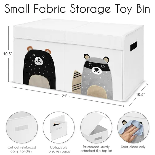 Vista 6 de Sweet Jojo Designs Woodland Bear Racoon - Caja de almacenamiento pequeña de tela para niños o niñas, para guardería o habitación de niños