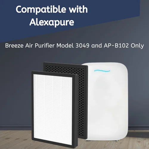 Vista 4 de Nispira Paquete de 1 filtro de repuesto AP-B102 compatible con el purificador de aire Alexapure Breeze 3049 True HEPA Carbon