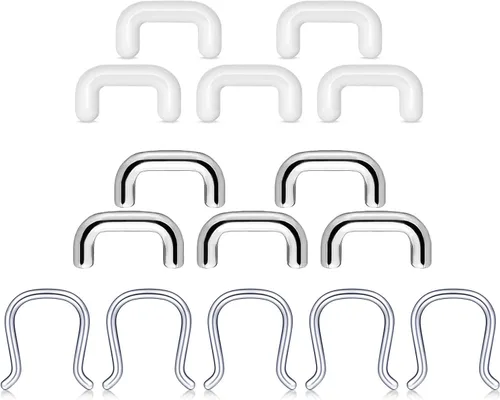 Vista 14 de MODRSA Juego Mixto de Retenedores de Piercing Transparentes para Septum, Pernos de Nariz, Anillos de Labio Flexibles, Anillos de Lengua, Anillos