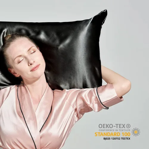 Vista 4 de THXSILK Funda de almohada de seda de 22 momme de seda de morera pura con cremallera oculta, funda de almohada suave y transpirable para cabello