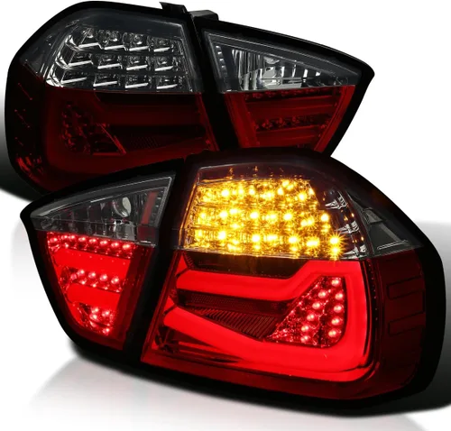Vista 10 de SPEC-D TUNING Luces traseras LED color negro azabache compatibles con BMW E90 Serie 3 4DR Sedán 2005-2008, conjunto de par izquierdo + derecho