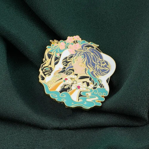 Vista 6 de Broche de pines esmaltados de la serie de juegos, colección de pines de solapa de metal para cosplay, anime Genshin Merch Keqing Xiao exquisitos