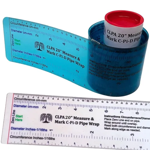 Vista 8 de Medida de 6" de diámetro y marca C-Pi-D Envoltura alrededor de tubo - Una herramienta de medición y marcado de tubos, y guía de corte de tubos.