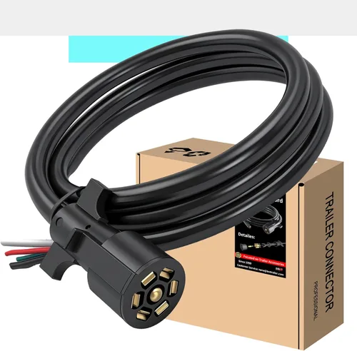 Vista 9 de Cable de remolque de 7 vías, cable de enganche de 4 pies de alta resistencia con 7 vías, cableado de enchufe de remolque en línea, arnés de cable