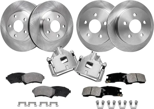 Vista 32 de Detroit Axle - Kit de frenos para Land Rover LR3 2005-2009, Rotores de freno deportivos Range Rover 2006-2009 y pastillas de freno de cerámica 2007