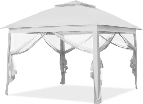 Vista 9 de GDY 11x11 ft Gazebo Tent Folding Heavy Duty Height Adjustable Sun Shelter Gazebos, White