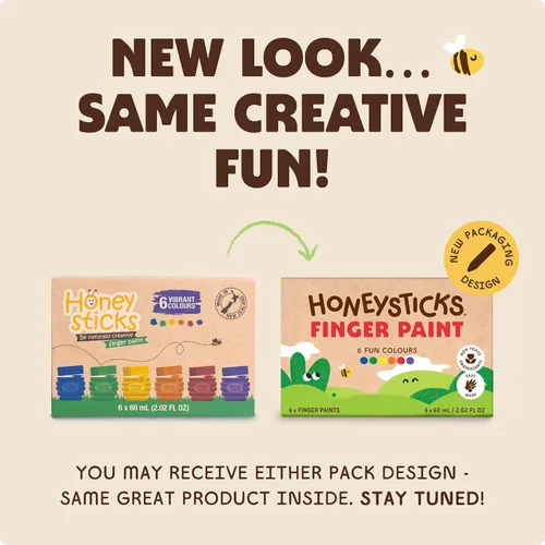 Vista 8 de Honeysticks Pintura de dedos no tóxica (6 colores brillantes), lavable de la piel, pintura segura para dedos para niños pequeños, niños de 1 a 3, 2
