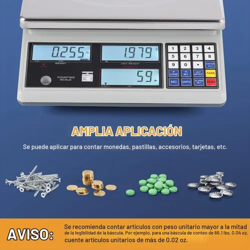 Vista 2 de Bonvoisin Báscula digital industrial para piezas y monedas (10kg/22lb, 0.004 oz) - Báscula electrónica de conteo de inventario