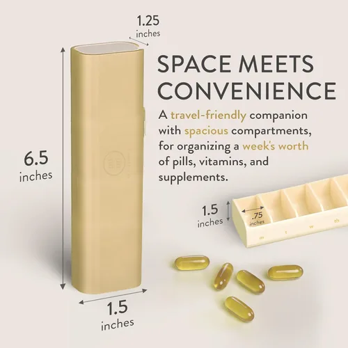 Vista 4 de Mimi Medcessories - Juego de pastilleros bonito - Organizador diario de pastillas elegante y compacto, estuche para pastillas y medicamentos