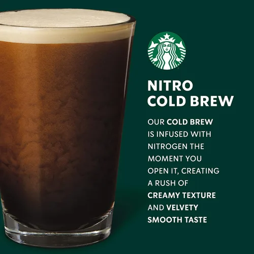 Vista 6 de Starbucks - Café RTD Nitro Cold Brew, Negro Sin Azúcar, Latas de 9.6 fl oz (Paquete de 8), Café Helado, Café Cold Brew, Bebida de Café