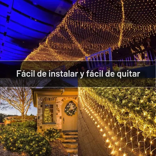 Vista 3 de echosari Luces de red para exteriores de 20 x 13 pies, enchufables con control remoto, 720 luces LED de red de Navidad IP68, totalmente impermeables
