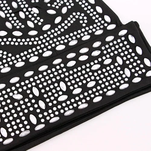 Vista 8 de Haoohu Camiseta sin mangas con diamantes brillantes para mujer, con diamantes brillantes, para fiesta, rave, ropa de club