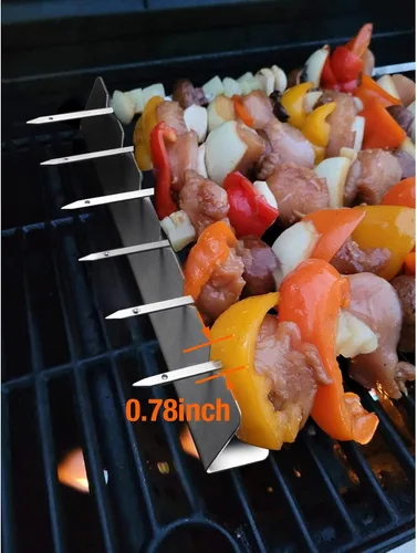 Vista 4 de Kabob - Juego de 2 brochetas de acero inoxidable Estante de metal para brochetas 2 piezas