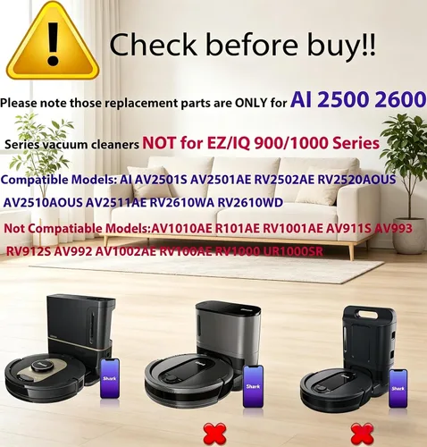 Vista 2 de Piezas de repuesto para Shark AI AV2511AE AV2501S AV2610WA AV2501AE RV2502AE RV2610WA UR2500SR RV2520 AV2510 Kit de accesorios con filtros