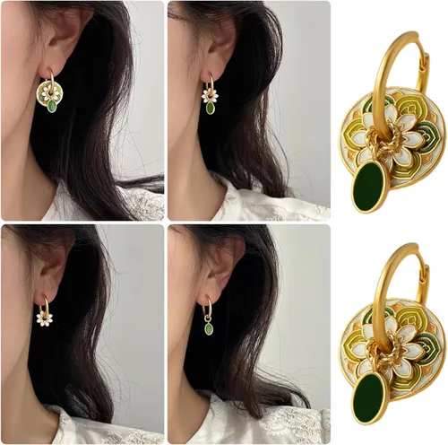 Vista 2 de Aretes de aceite vintage con diseño de gota y elegantes joyas de moda para mujer, cómodas e hipoalergénicas, hebillas de oreja
