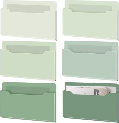 Vista 12 de Fuutreo Organizador magnético de archivos de pared, 6 unidades, soporte magnético para archivos de pared, frigorífico, revistas, papel para cartas