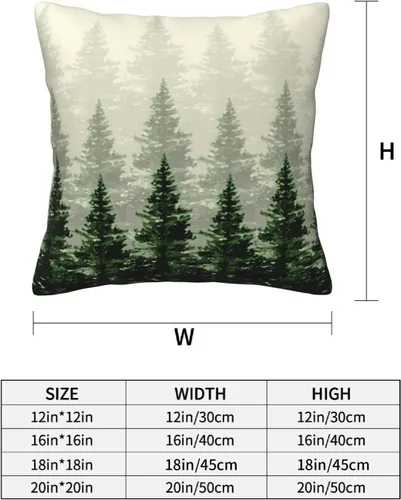 Vista 2 de Juego de 2 fundas de almohada de árbol de bosque natural, fundas de almohada de algodón de 16 x 16 pulgadas, fundas de almohada de algodón
