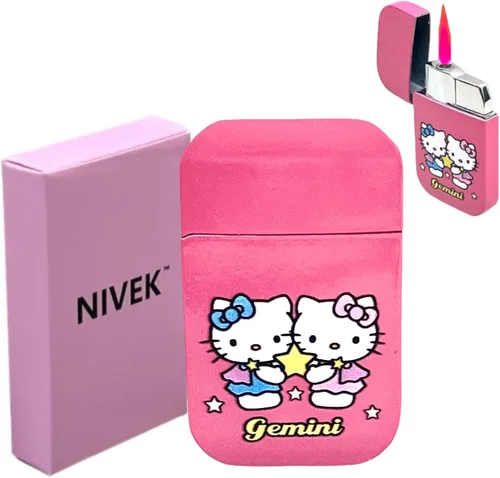 Vista 15 de NIVEK Encendedor de gatito Y2k 12 Consetelaciones Horóscopo Astrología Zodiaco Signos de nacimiento Pretty Pink Flame Kawaii Coleccionable Japonés