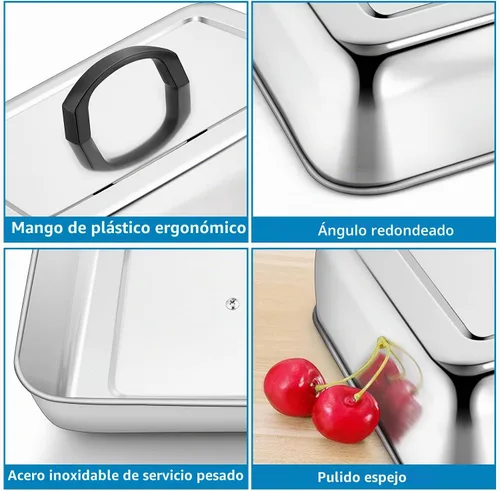 Vista 2 de HaSteeL Cubierta rectangular para untar queso, de acero inoxidable, tapa de tapa de vapor para queso, accesorios resistentes para parrilla