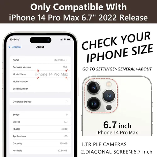 Vista 6 de Funda tipo cartera para iPhone 14 Pro Max de 6.7 pulgadas, con ranuras para tarjetas, soporte para anillos, funda protectora de piel sintética