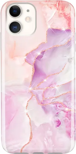 Vista 8 de Funda compatible con iPhone 11, diseño de mármol con purpurina dorada, delgada, a prueba de golpes, flexible, TPU suave, funda de silicona de goma