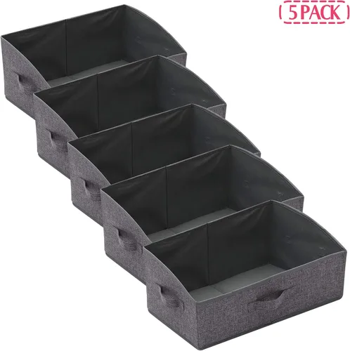 Vista 8 de TENABORT Paquete de 5 contenedores trapezoidales grandes plegables con asa, organizador de almacenamiento de tela, contenedores de tela, caja