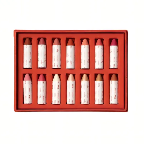 Vista 14 de Axiology Crayones multibarra para ojos, labios, mejillas, bálmicos, juego de regalo dúo, cremoso, construible, ligero, hidratante, rubor, barra