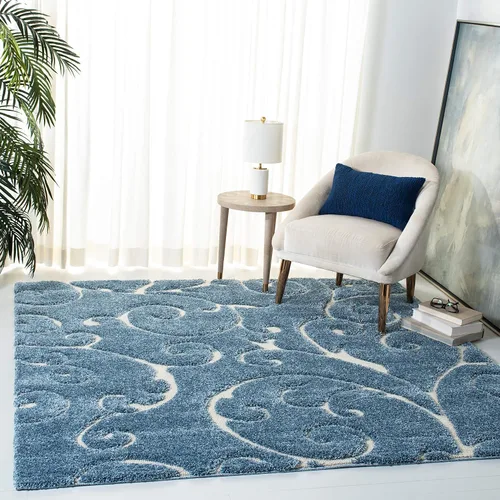 Vista 38 de SAFAVIEH Florida Shag Collection - Alfombra decorativa, 2 x 3 pies, color crema y beige, diseño de volutas, no desprende pelusa y fácil de limpiar