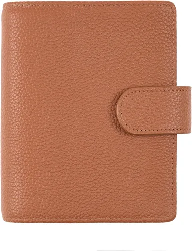 Vista 10 de A5 Funda de cuero para planificador de Hobonichi Cousin, Stalogy, Midori, Leuchtturm1917, y más - con presilla para bolígrafo, ranuras para Negro