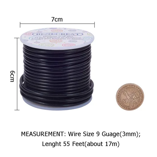 Vista 2 de BENECREAT -Alambre de aluminio para joyería de calibre 9, 55 pies, alambre metálico flexible para esculpir, ideal para manualidades de Halloween