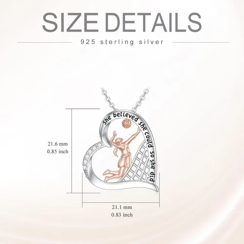 Vista 6 de PROESS Sports Necklace Sterling Silver VolleyballGolfSurfer Surfboard Necklace Graduation Jewelry Gifts for Women Girls