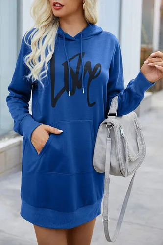 Vista 2 de PRETTYGARDEN Sudadera con capucha para mujer, de otoño, a la moda, con cordón, ligera, manga larga, sin botones, vestido con capucha