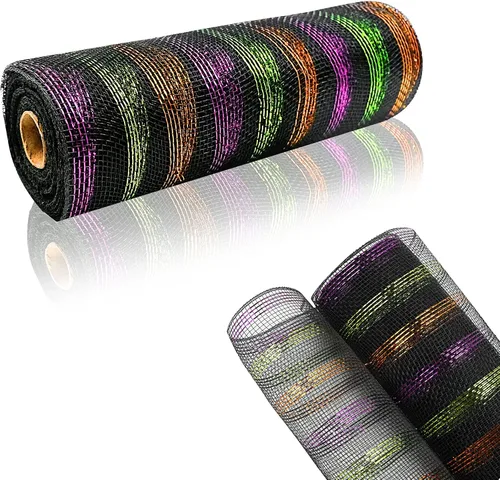 Vista 20 de 2 rollos de cinta de malla verde manzana decorativa de 10 pulgadas x 30 pies, rollos de malla de poli verde lima para suministros de corona DIY