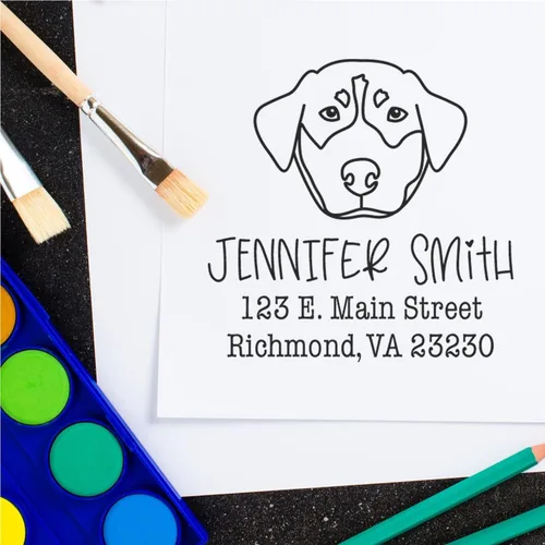 Vista 32 de Sello de dirección personalizado Basset Hound – Sello personalizable con nombre y dirección para sobres, ideal para amantes de los perros