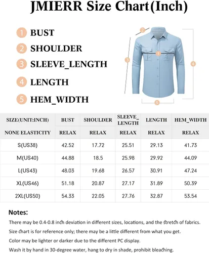 Vista 6 de JMIERR Men's Linen Shirts Casual Button Down Roll Up Long Sleeve Shirts with 2 Flap Pockets