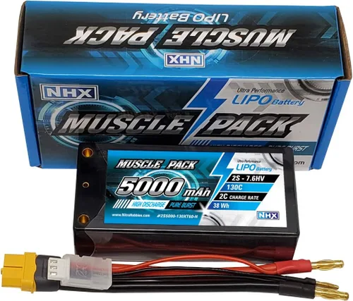 Vista 2 de NHX Muscle Pack 2S 7.6v 5000mAh 130C Shorty Lipo-HV Batería w/XT60 Conector