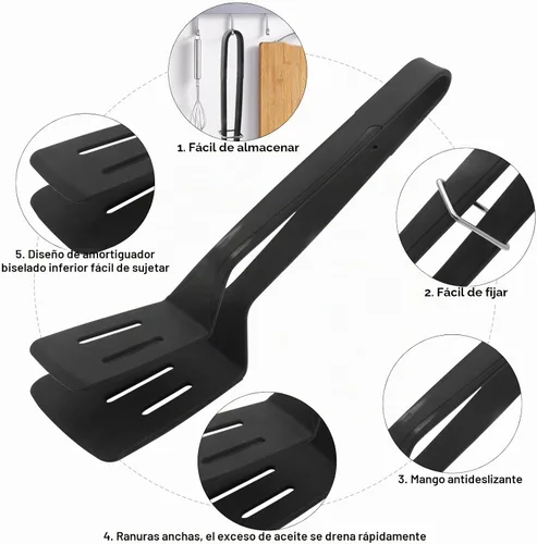 Vista 3 de Pinzas de silicona para barbacoa, abrazadera de acero inoxidable para asar y ensalada