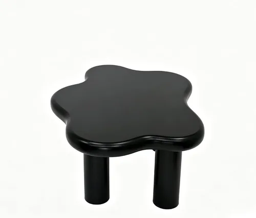 Vista 8 de WILLIAMSPACE Mesa de centro Cloud de 39.7 pulgadas con 4 patas redondas, moderna mesa central de madera, mesa de té irregular para sala de estar