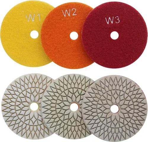 Vista 2 de Easy Light Almohadillas de pulido de diamante húmedo flexibles de 4 pulgadas y 3 pasos para mármol de granito, juego de 3 piezas