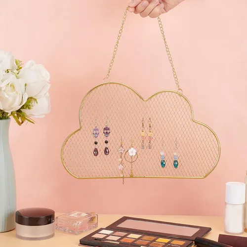 Vista 6 de PH PandaHall Organizador de joyas de pared, soporte para aretes colgantes, soporte de exhibición de collar y pulsera con 10 ganchos, organizador