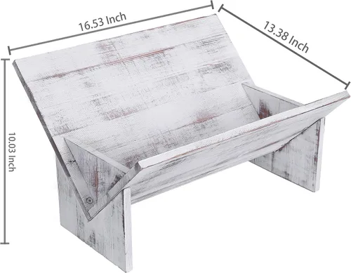 Vista 2 de MyGift - Estantería de madera rústica inclinada, Madera, blanco (whitewashed)