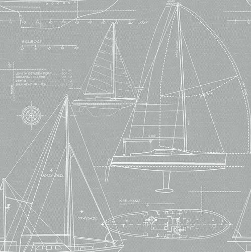 Vista 9 de NextWall Yacht Club Coastal - Papel tapiz autoadhesivo (azul marino)