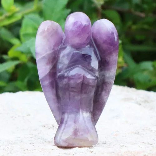 Vista 3 de Artistone Ángel de amatista de 2 pulgadas, ángel curativo de cristal tallado a mano, estatua de ángel guardián de bolsillo con caja de regalo