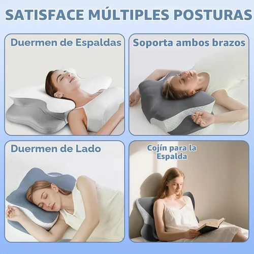 Vista 6 de Almohada cervical de espuma viscoelástica, almohada refrescante para dormir, almohadas ergonómicas de espuma viscoelástica para apoyo del cuello
