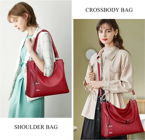Vista 4 de Over Earth Bolsos de cuero suave para mujer, bolso de hombro tipo hobo grande