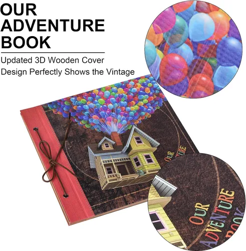 Vista 2 de Nuestro Libro de Aventuras 30x30 cm, Álbum de Recortes Grande Hecho a Mano, Álbum de Viaje de 60 Páginas DIY para Aniversario, Boda, Viajes